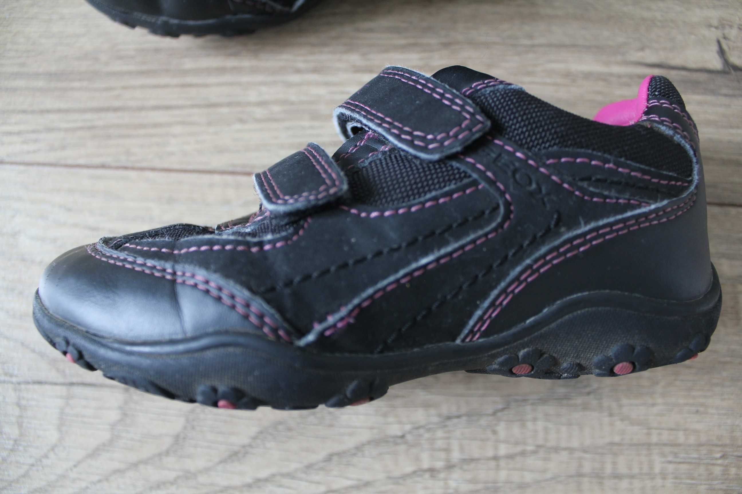 Czarno-różowe wsuwane sportowe buty na rzepy 25 Geox wkładka 16 cm