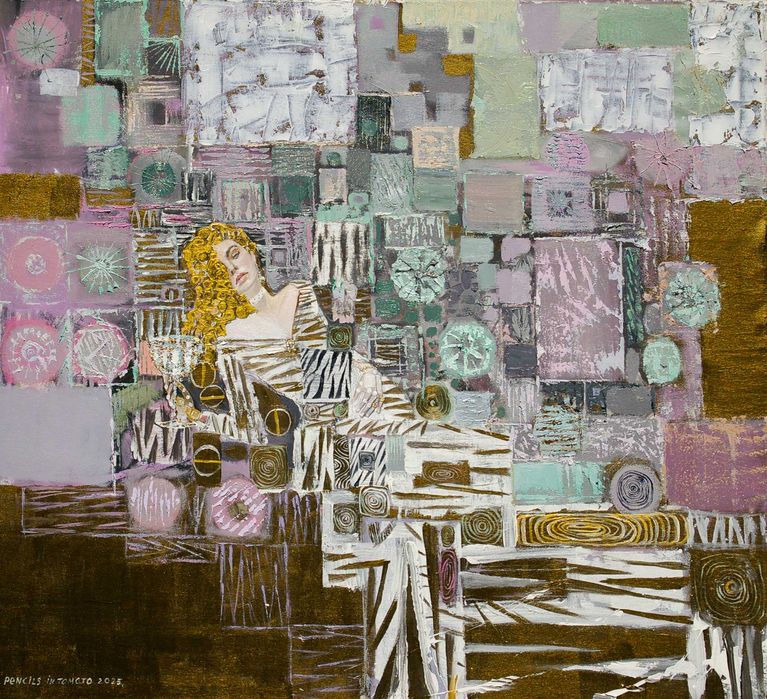 картина  " girl in dandelions " 110-100см