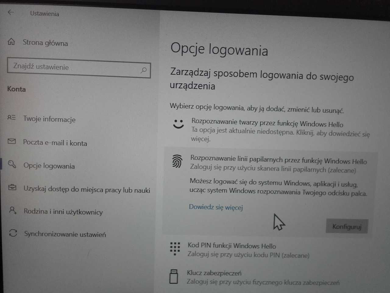 Czytnik linii papilarnych USB, Windows Hello Fingerprint NOWY FT101 V1