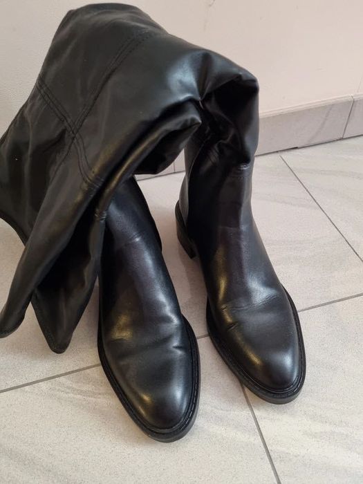 Długie czarne kozaki z wysoką cholewką Zara 39