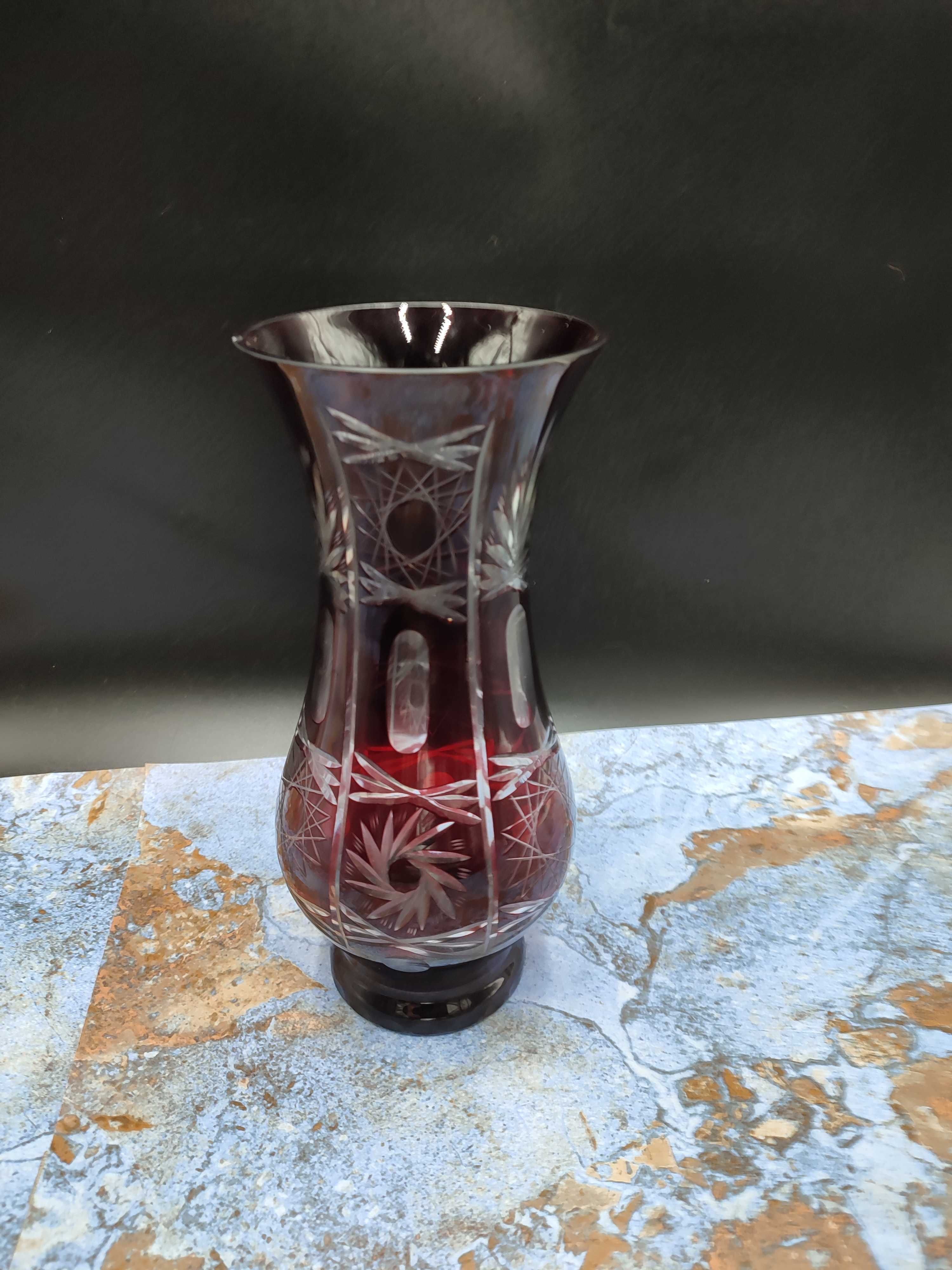 Kryształowy wazon Rubinowy - Vintage - design 2993