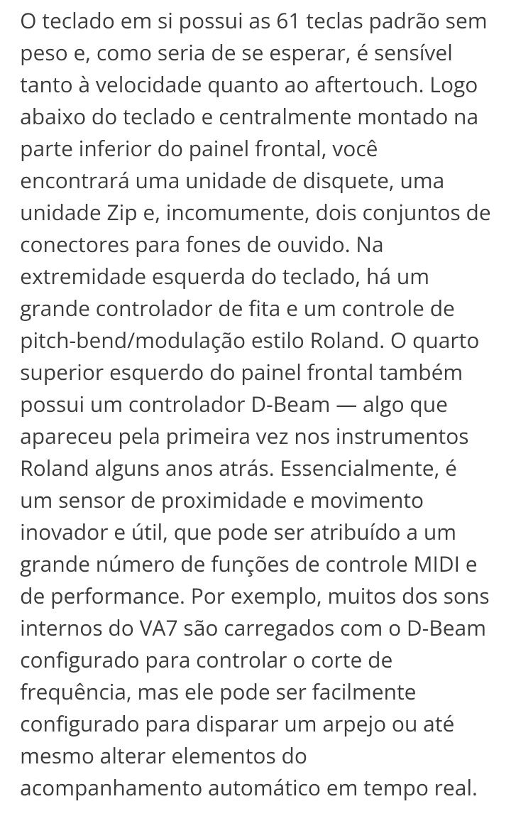 Teclado Roland VA-7 impecável