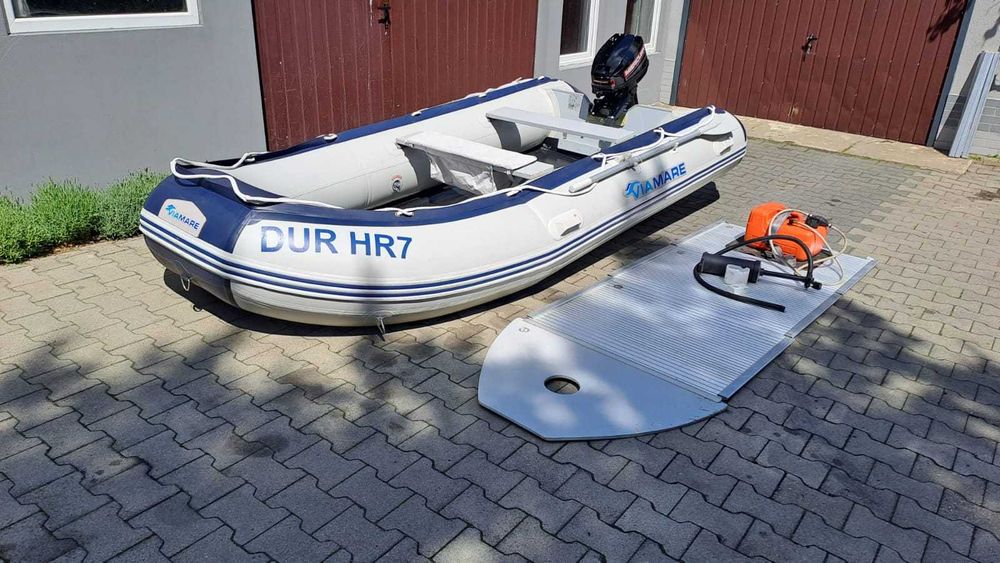 Ponton + silnik MERCURY 9.9km alu podłoga wiosła pompka komplet bdb !