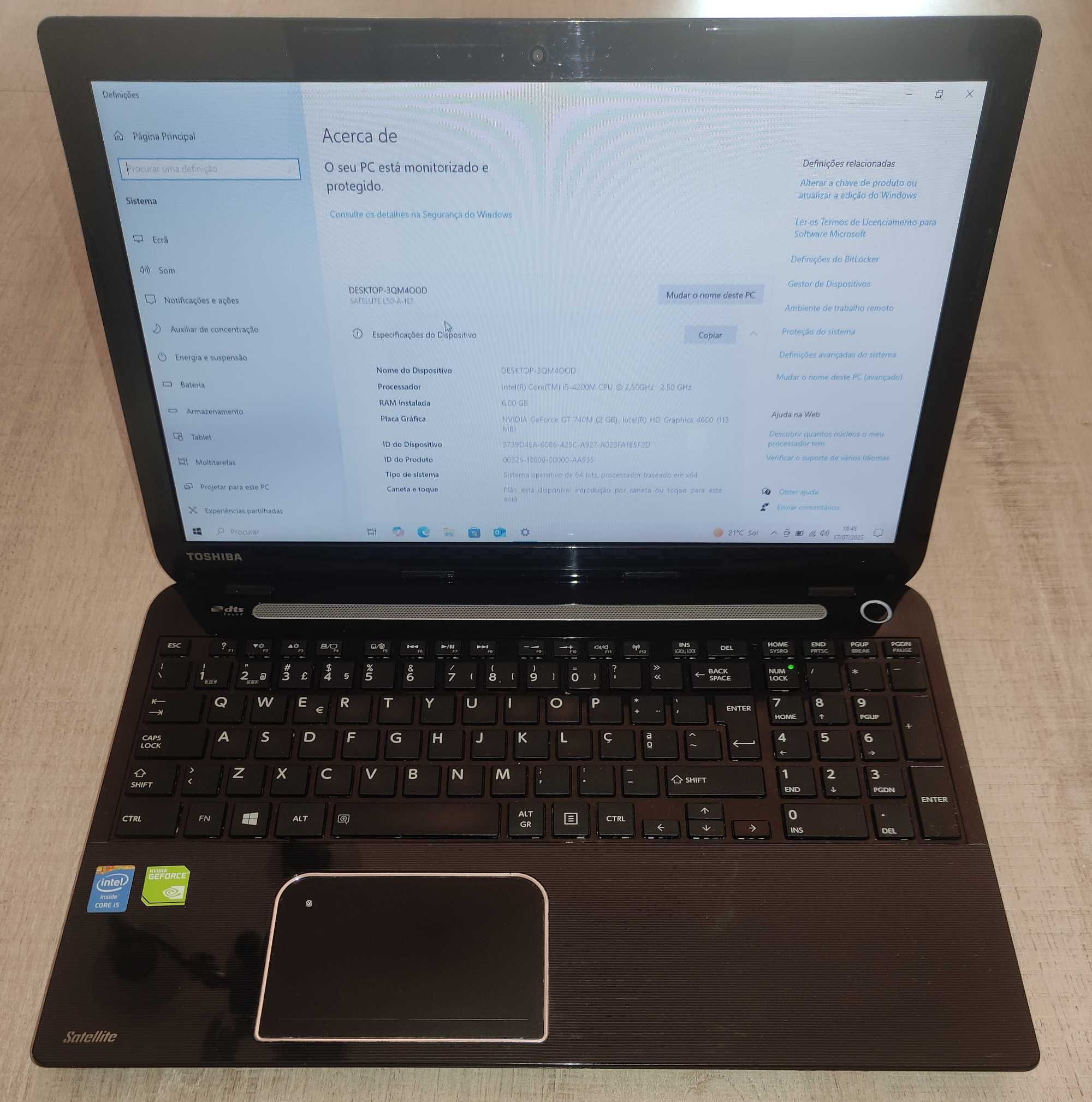 Toshiba L50-A  Intel i5-4200M 2.50Ghz | 6GB RAM | 500GB HDD | LCD 15.6