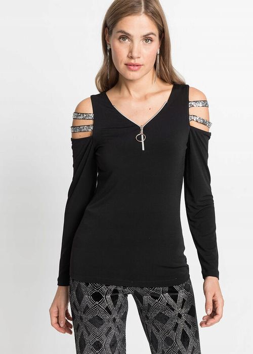 B.P.C bluzka odkryte ramiona czarna 40/42.