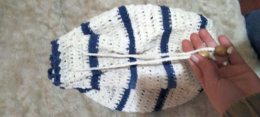 Saco/ mochila tipo ráfia de artesanato