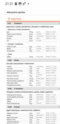 Gotowy jadłospis 1800 kcal na miesiąc