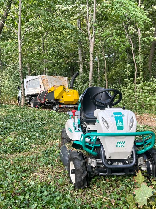 USŁUGI RĘBAKIEM mielenie gałęzi zrębkowanie WYCINKA drzew frezowanie