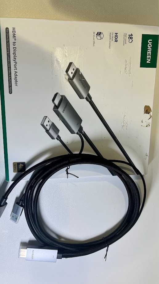 UGREEN aktywny adapter HDMI→DisplayPort 4K-60 USB‑powered