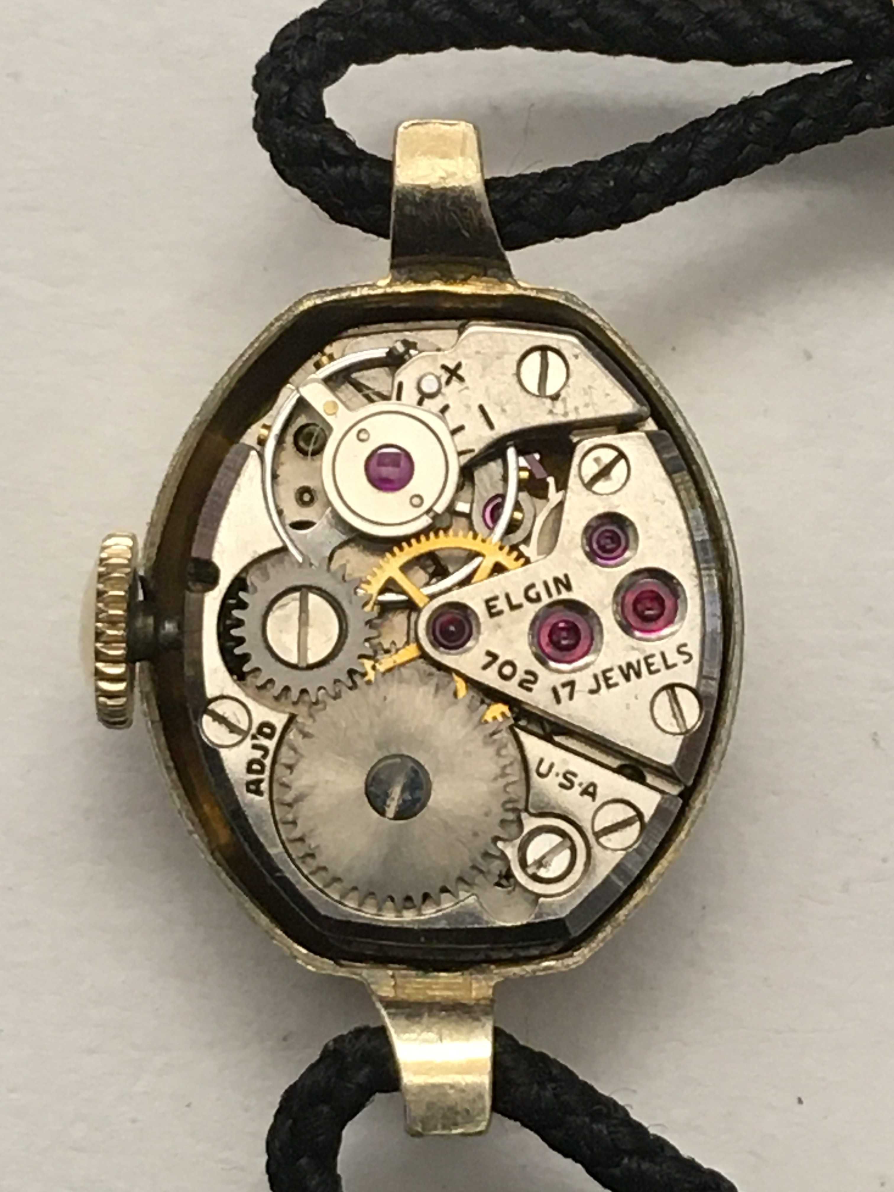 Kolekcjonerski damski zegarek mechaniczny ELGIN 702 17j złocony