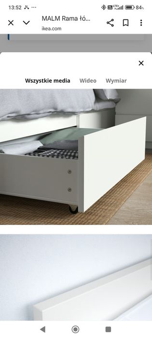 Rama łóżka Ikea malm 120 z szufladami