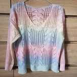 Tęczowy ażurowy sweter cienki ombre 36/38 s/m