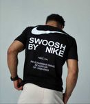 Футболка Nike Swoosh черная белая (С,М,Л,ХЛ) Футболки найк свуш