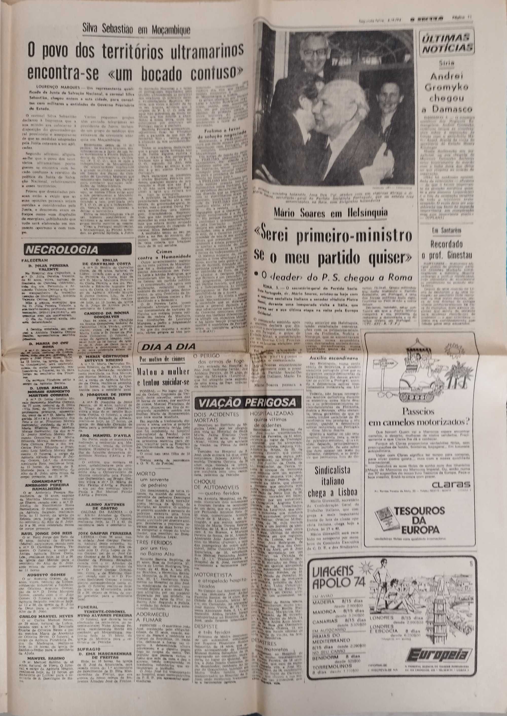Jornal "O Século" 6 de maio 1974- após 25 abril 74