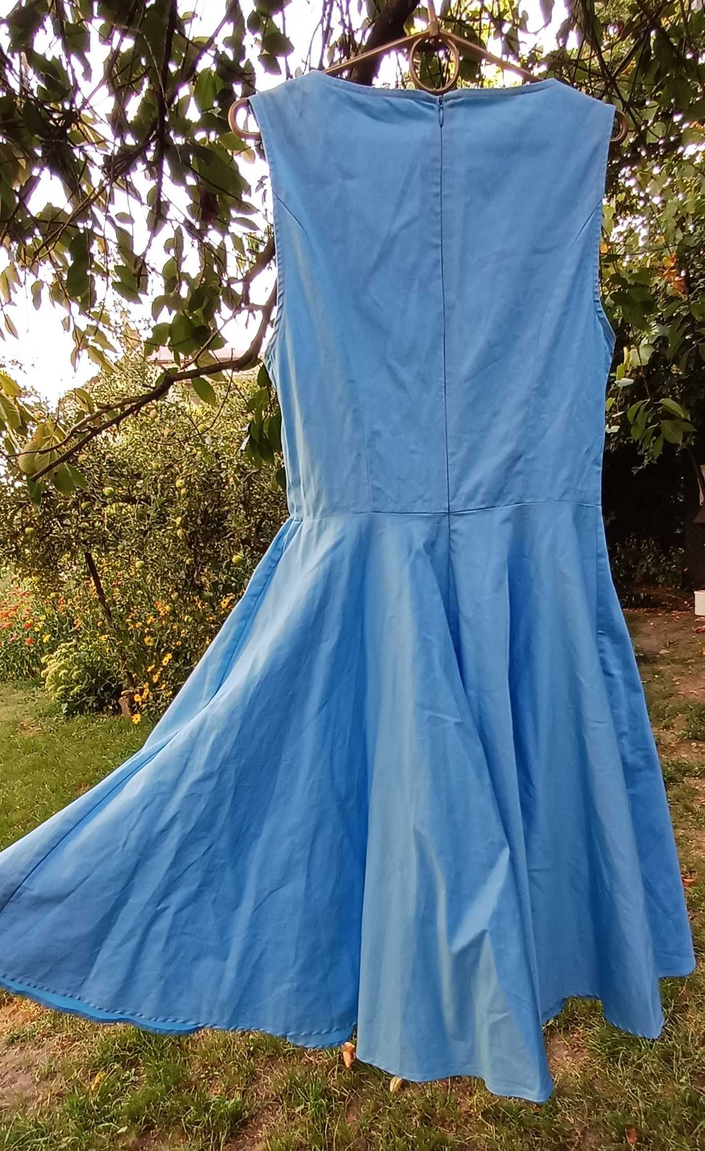 L XL Annie Coco swing dress błękitna sukienka midi pin up