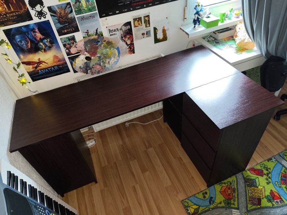 Biurko narożne z szafką i szufladami 155x85x77