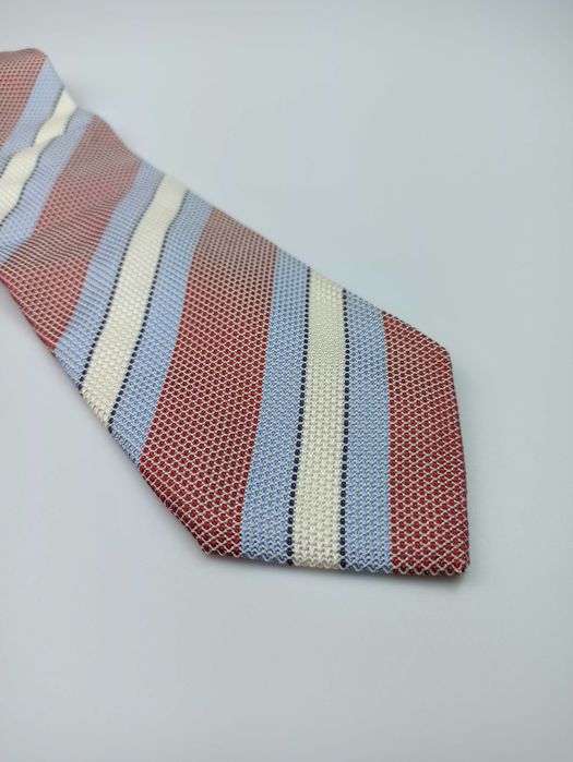 Hugo Boss Baldessarini czerwony jedwabny krawat w paski maj18