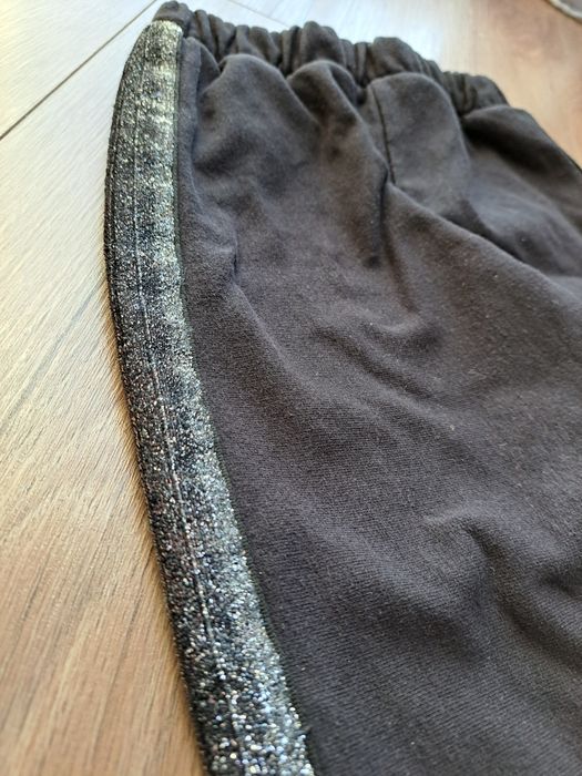 Legginsy czarne lampas srebrny ocieplane