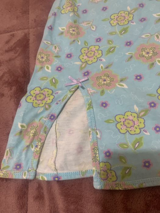 Camisa de dormir “Cotton Sweet” XL azul/rosa/verde de alças