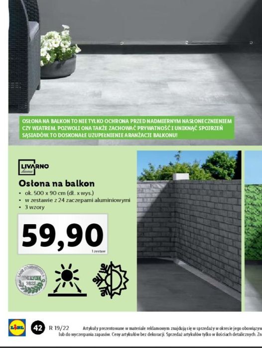 Osłona na na balkon 500 x 90