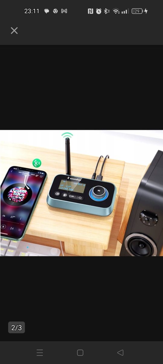 Adapter audio Bluetooth 5.0 3W1 SOOMFON SF-BT013 ekran LCD jak 3.5MM