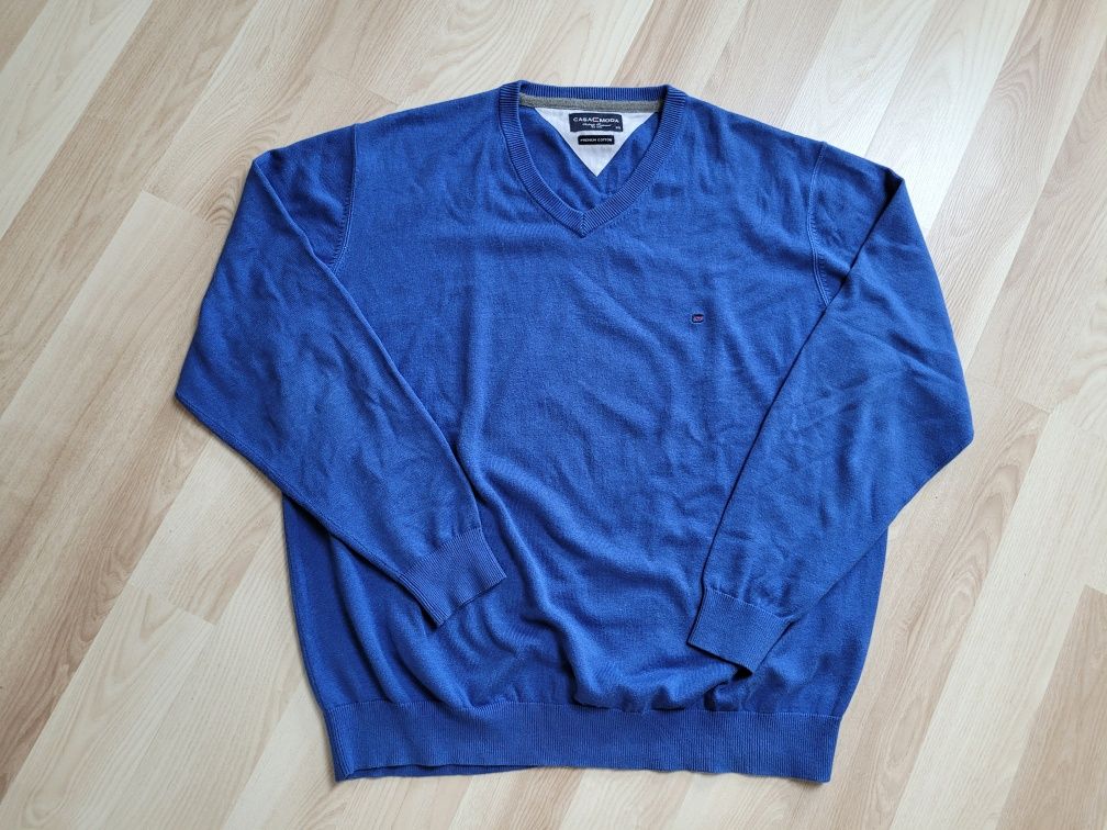 Sweterek elegancki męski XXL niebieski 100%  bawełna