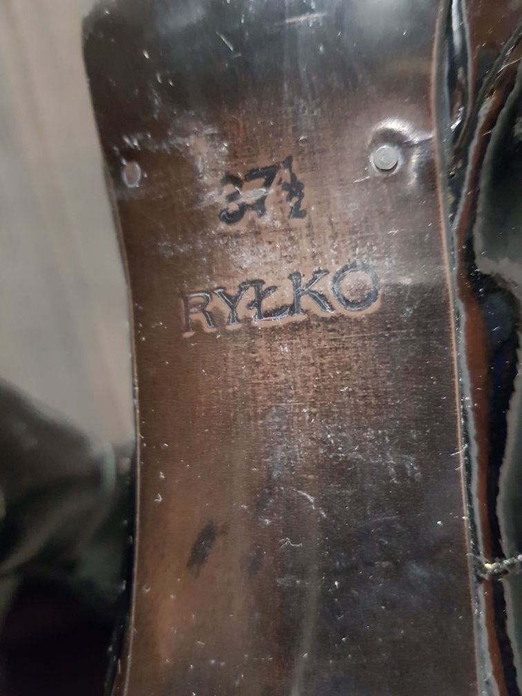 Buty na wesele, szpilki lakierowane czarne Ryłko r. 37,5