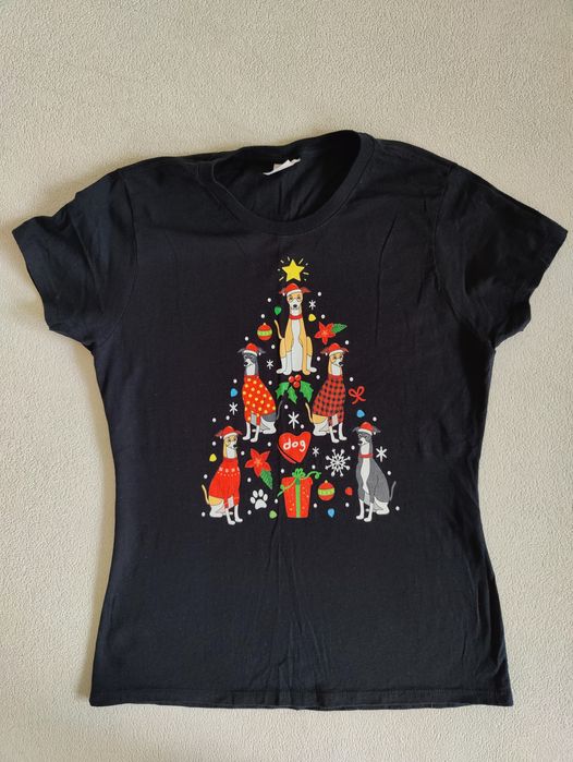 Świąteczny T-shirt Port Company S psia choinka pieski bluzka
