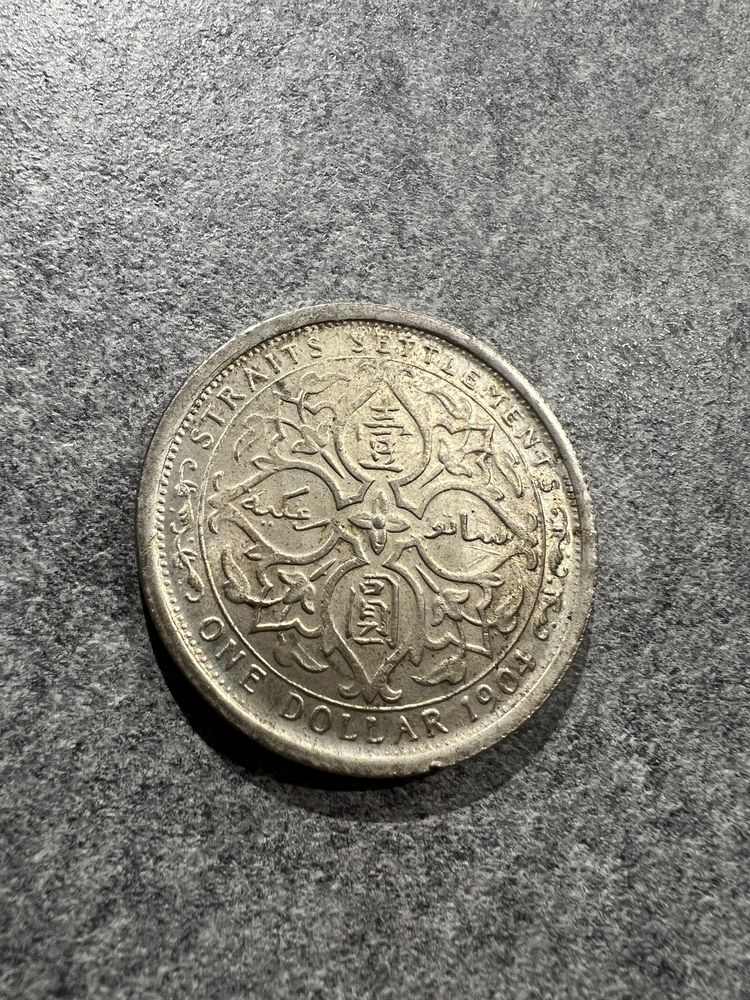 Srebrna moneta Edward Vll King and Emperor 1904 one dolallar ag