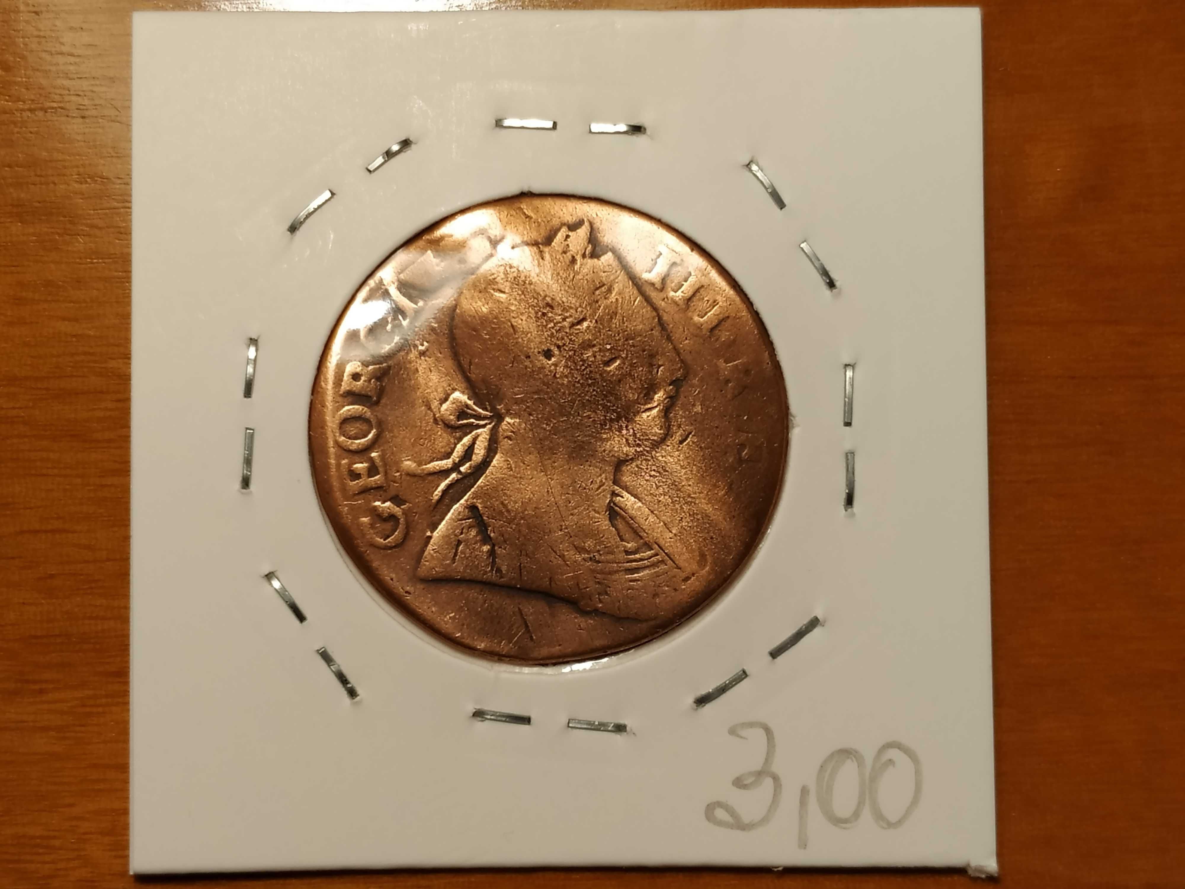 Reino Unido - moeda de 1/2 pence de 1775 (um pouco danificada)