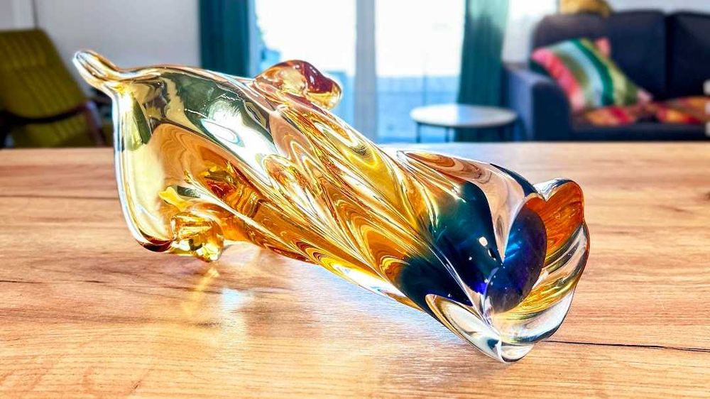 Wazon Egermann Flame 39 cm – szkło artystyczne, Czechy