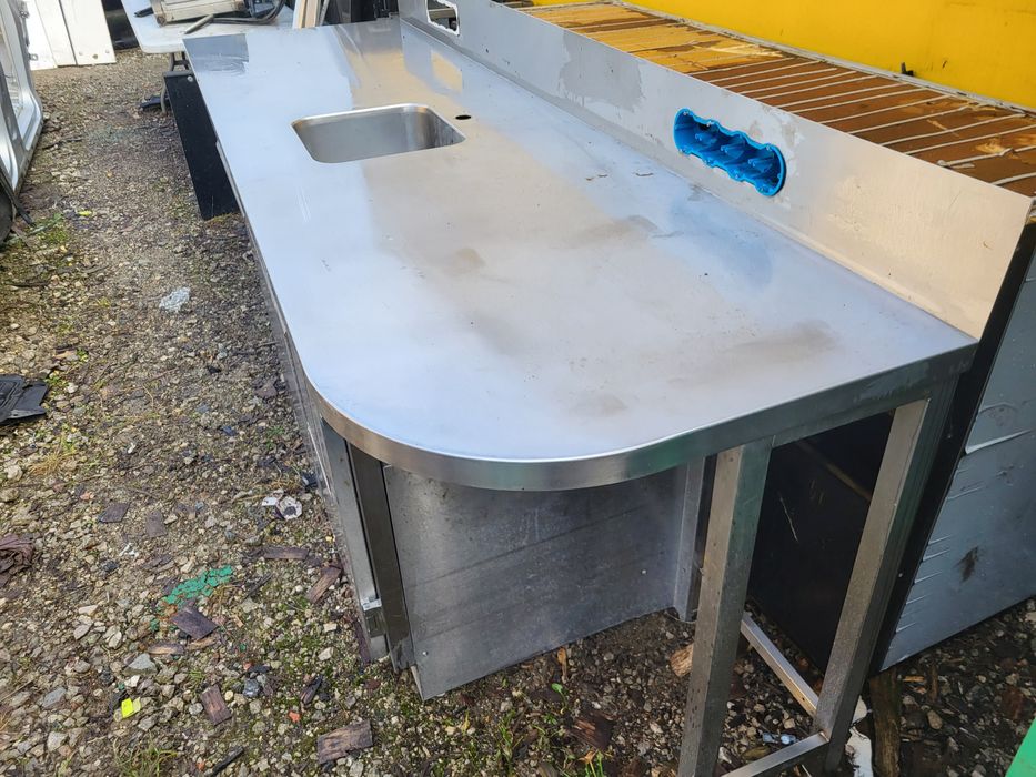 Blat stół gastronomiczny duży 70x237cm zlew + szafka, Stal Nierdzewna