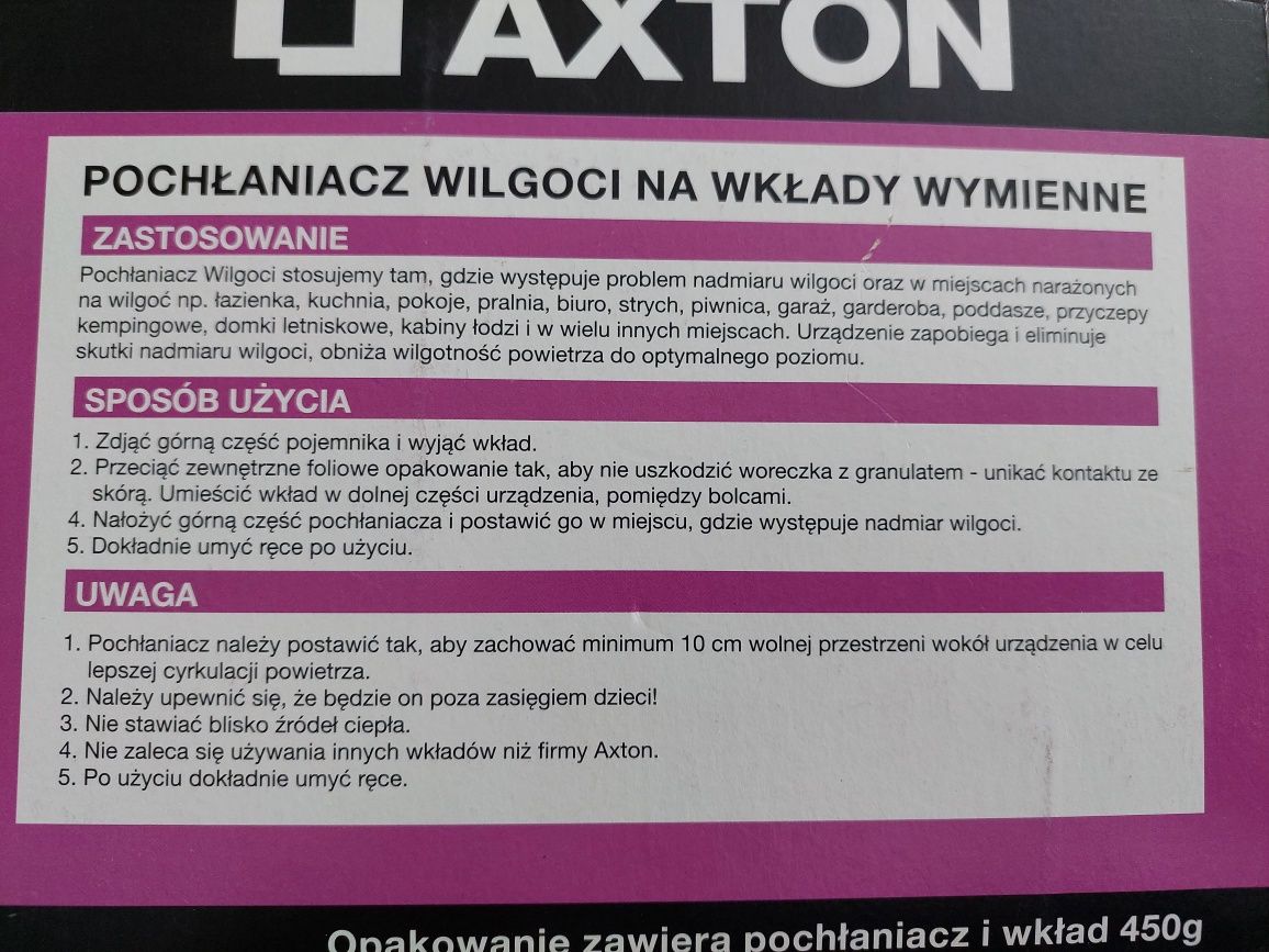 Pojemnik na wkłady pochłaniacza wilgoci Axton