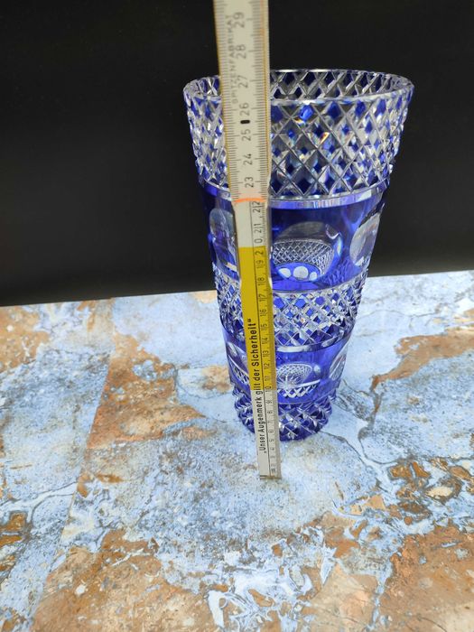 Duży Kryształowy wazon - Kobalt - Ciekawy - 2493