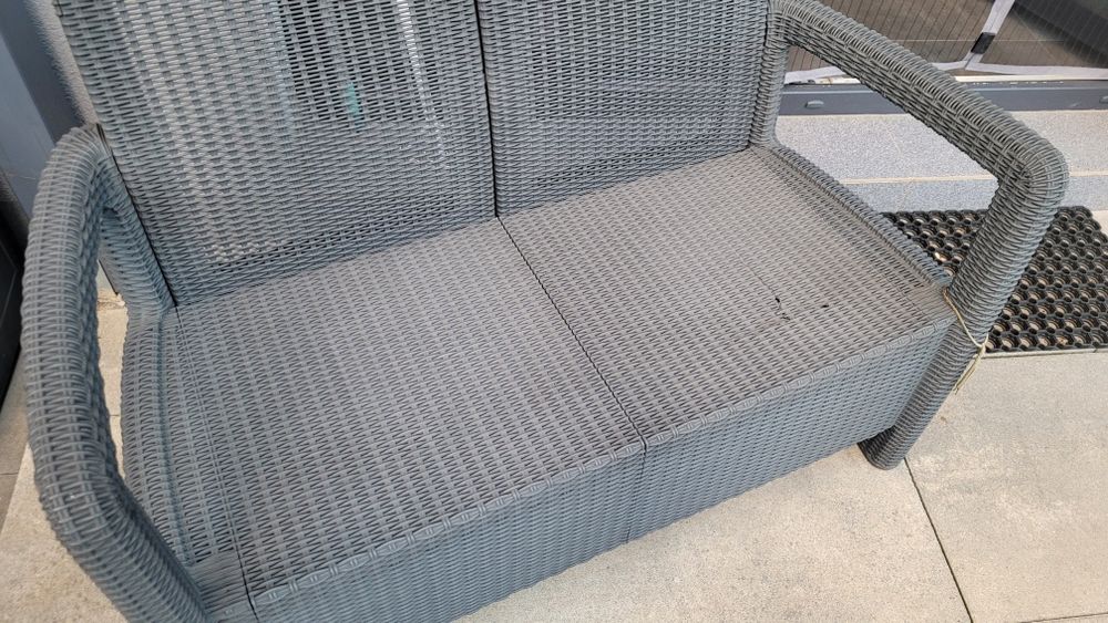 Meble ogrodowe kanapa, stolik i 2 fotele - USZKODZONE.