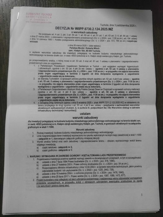 Działka Kiełpin warunki zabudowy