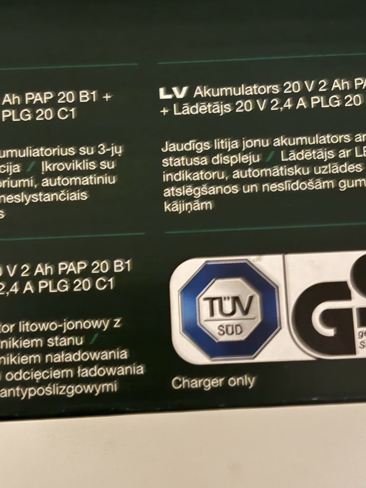 Akumulator plus ladowarka new parkside