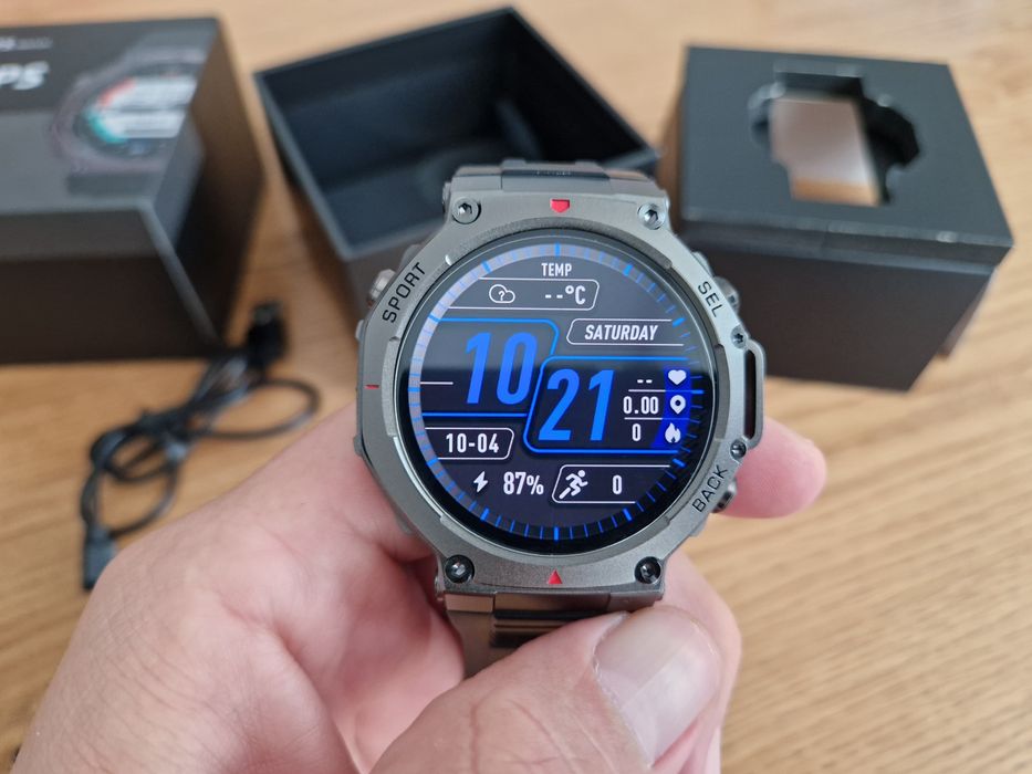 Smartwatch zegarek DM58 jak Amazfit Trex3. GPS, Amoled. Komplet