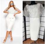 boohoo biała sukienka midi organza groszki bodycon tuba  44 xxl