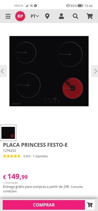 Placa vitroceramica / fogão Princess Festo-E nova