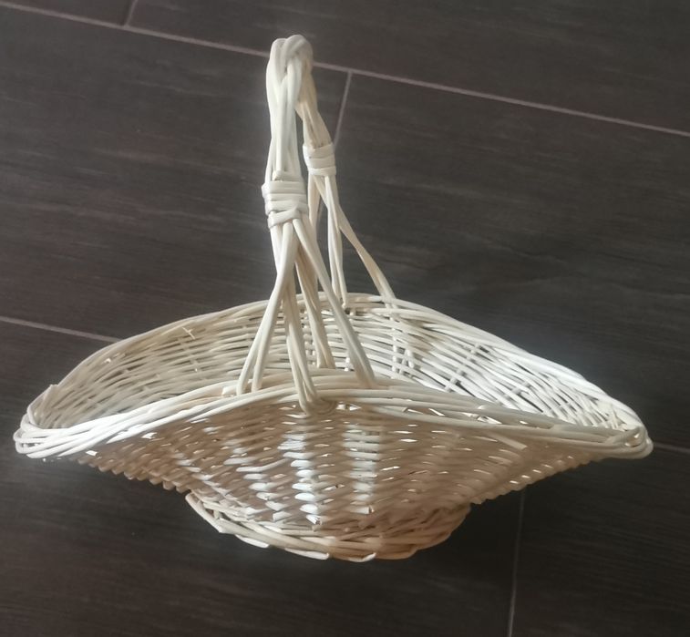Koszyk wiklinowy na OWOCE z polskiej wikliny, 42 cm, BIAŁY