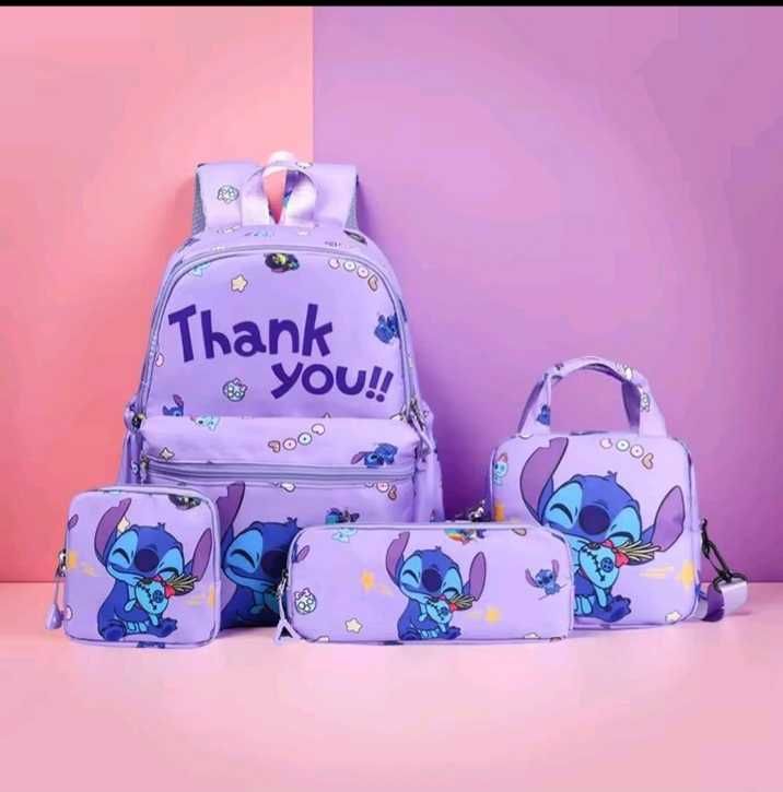 Mochila com estojo e lancheira