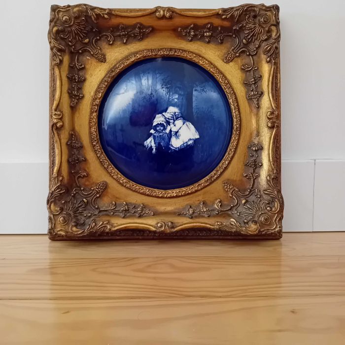 Quadro com pintura em esmalte em moldura dourada da Carvers & Gilders