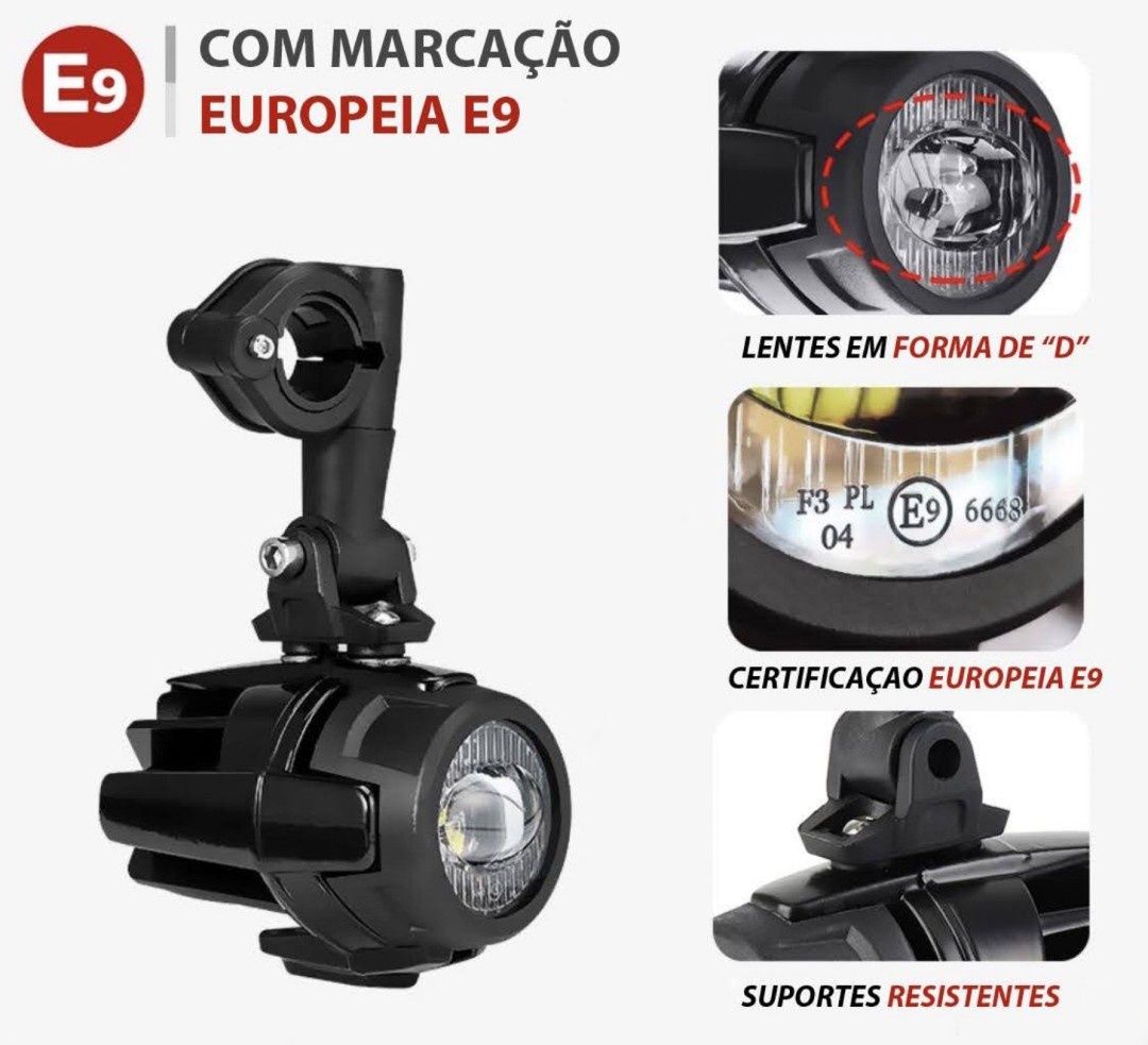 Faróis Led com cablagem m e suporte