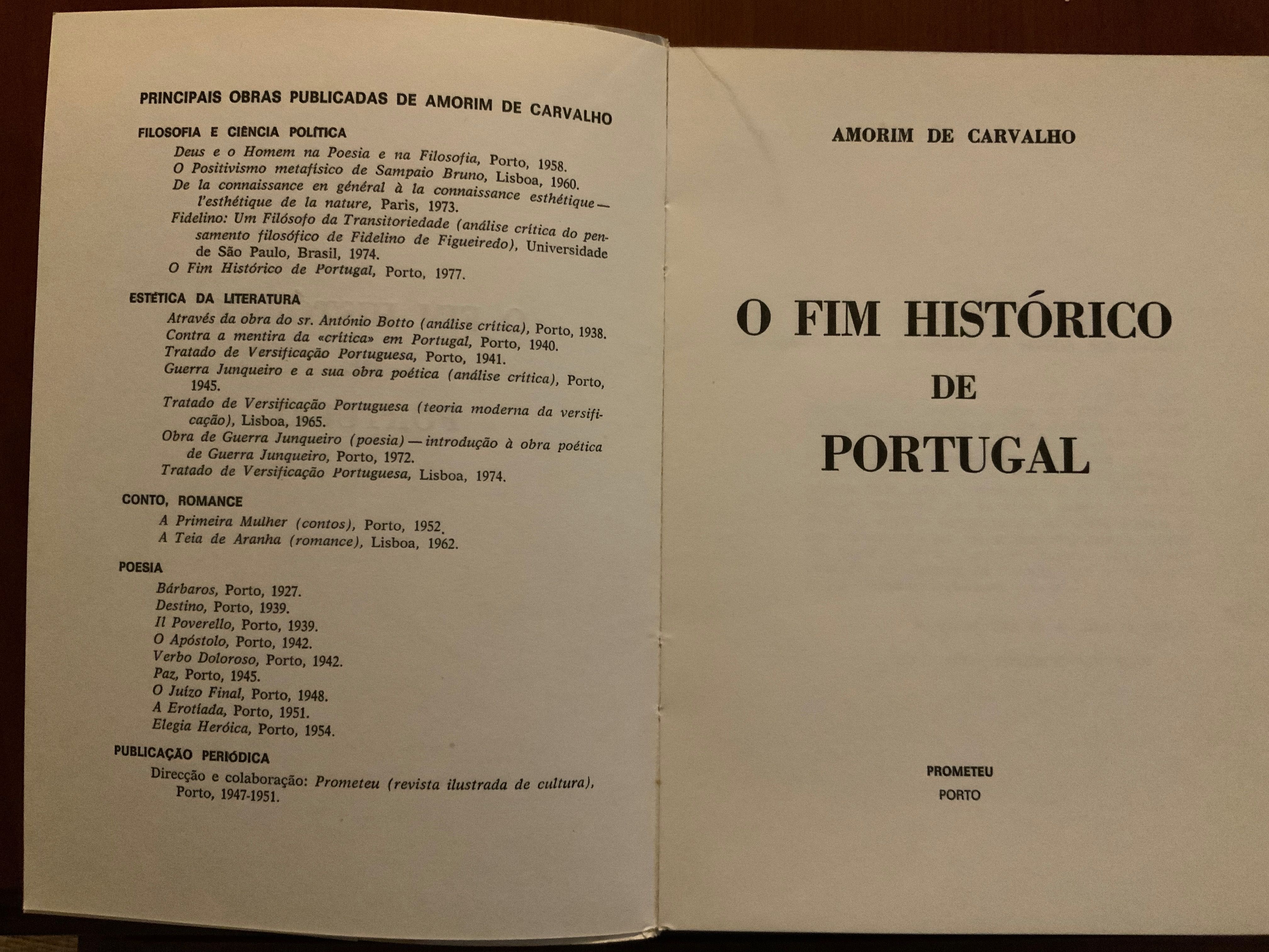O Fim Histórico de Portugal» - Amorim de Carvalho-1976