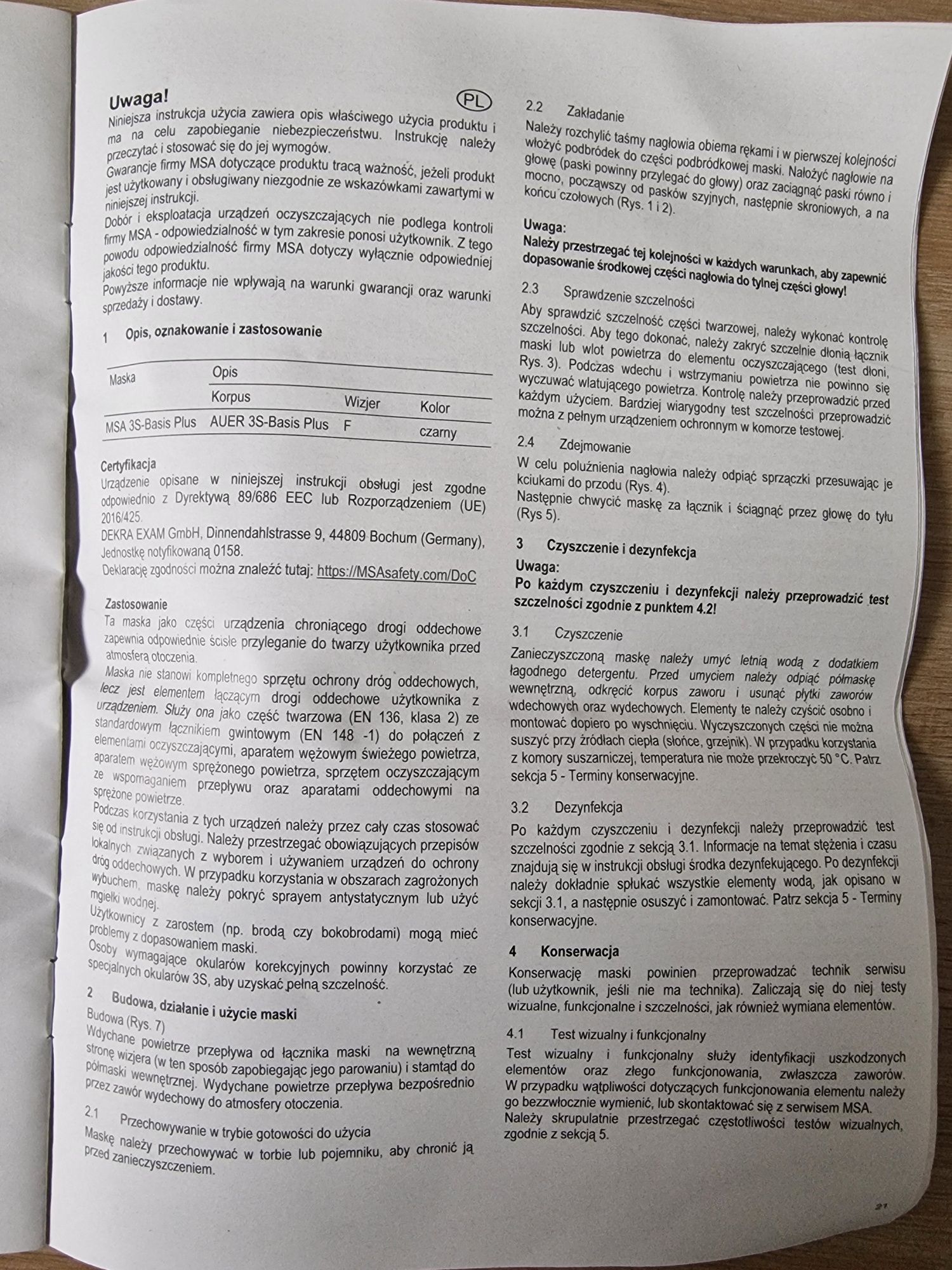 Maska pełnotwarzowa MSA 3S Basis Plus