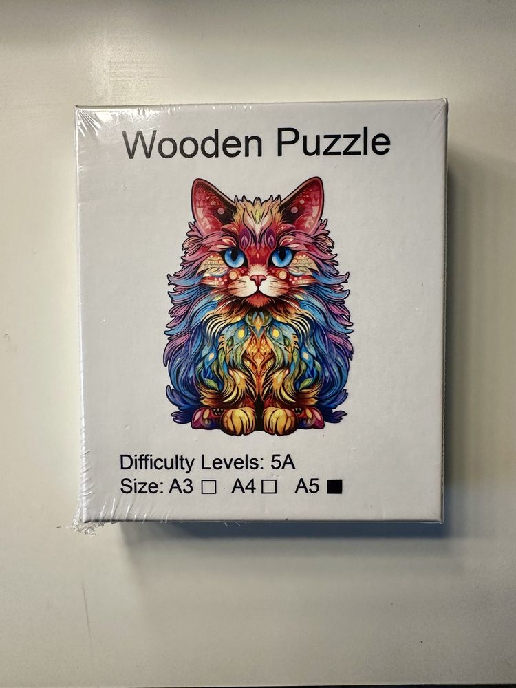 Super drewniane puzzle z ślicznym kotkiem