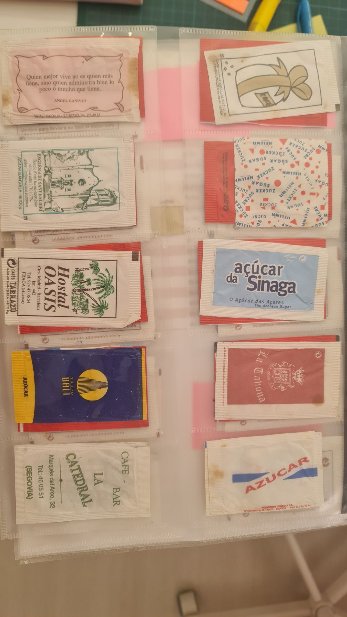 Coleção pacotes de açúcar