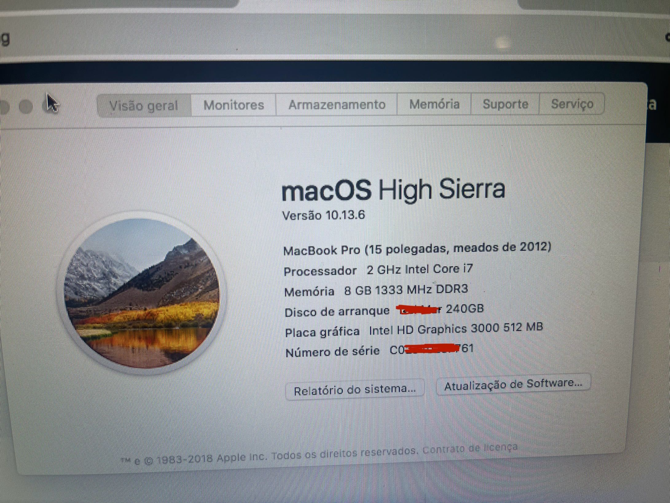 MacBook Pro 15” 2012 8Gb RAM 256 SSD