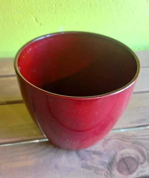 Doniczka ceramiczna bordowa 16 cm x 13 cm - bez odpływu - donica